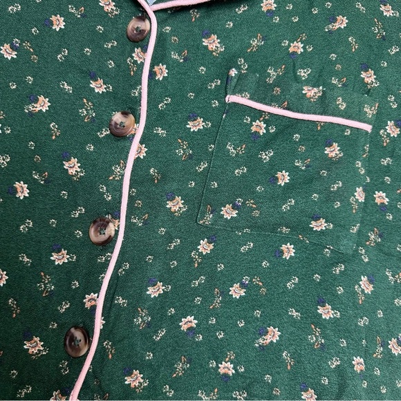 O'Neill Green Pink Floral Button Down Sleep Shirt NWT Women's Size Small - Picture 3 of 9